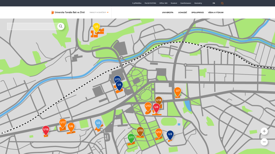 Interaktivní mapa UTB