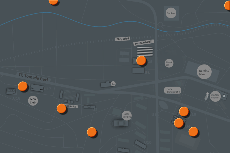 Interaktivní mapa budov UTB