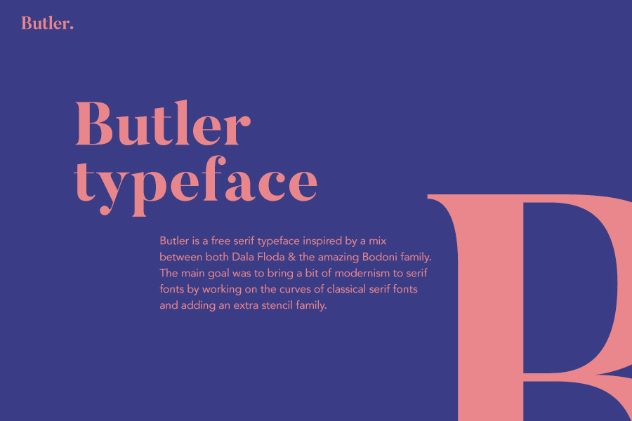 Microsite for typeface Butler