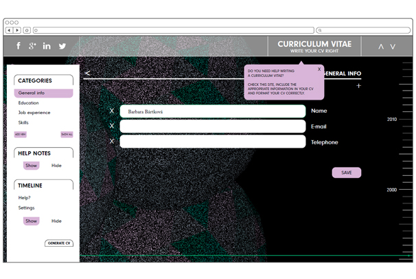 Uživatelské rozhraní pro pomoc s psaním životopisu