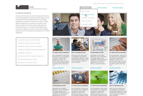 Webdesign "Univeritní informační centrum - UnIC. UTB"