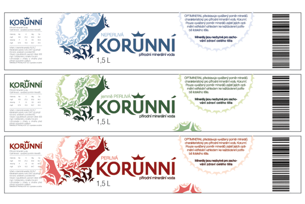 Etikety pro balené vody Korunní