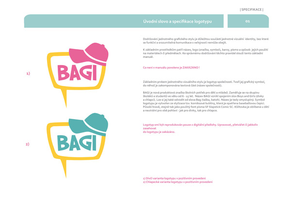 Logotyp a logomanuál školních potřeb BAGI