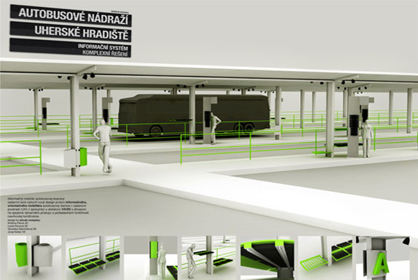 Informačný mobiliár autobusovej stanice v UH