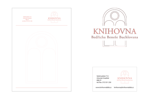 logotyp, vizitka a hlavičkový papír knihovny Bedřicha Beneše Buchlovana
