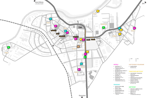 mapa Uherské Hradiště