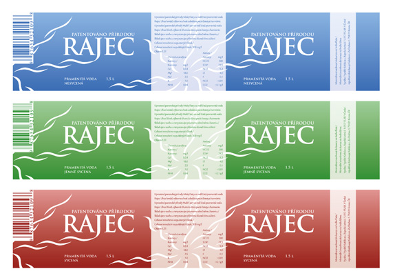 Návrh etiket pro balené vody Rajec