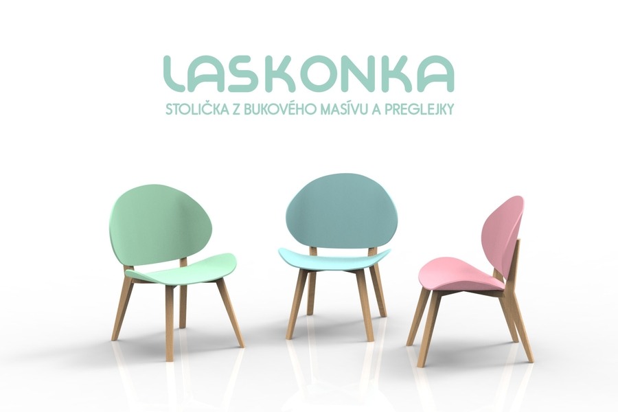 Laskonka stolička z bukového masivu a preglejky