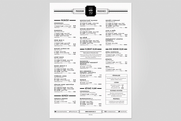Měsíční programový plakát pro Kino Mír 70 Krnov