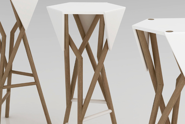 Barová stolička s použitím materiálu HI-MACS