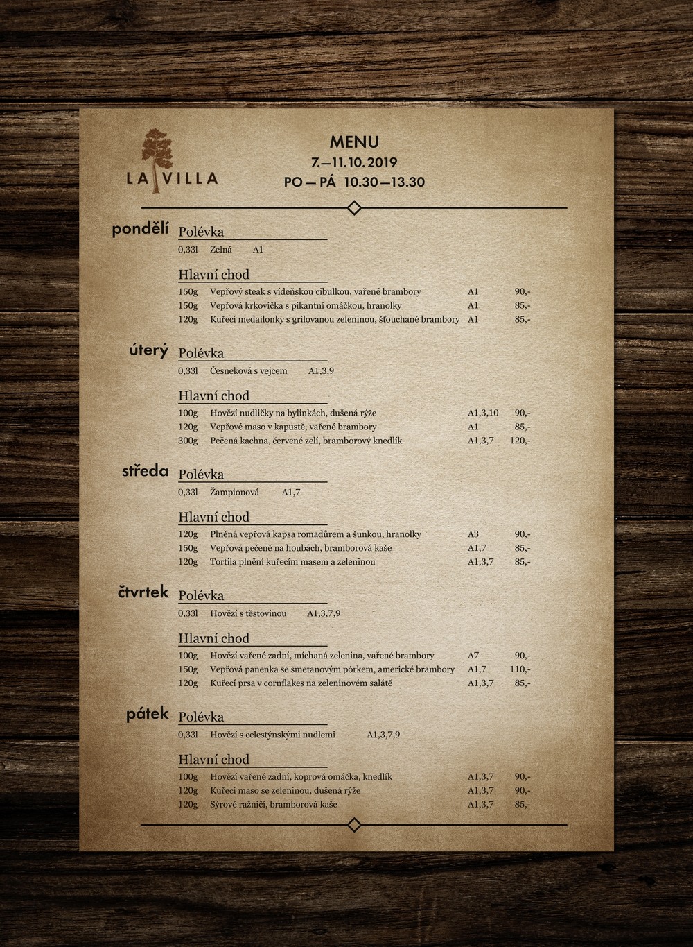 Týdenní menu