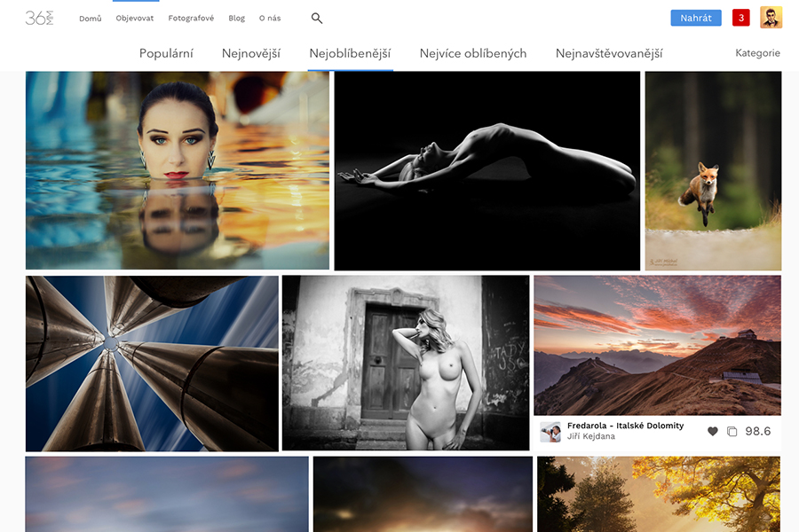 Redesign internetové fotogalerie 36MM