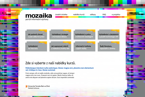 Návrh webu Mozaika pro Knihovnu UTB