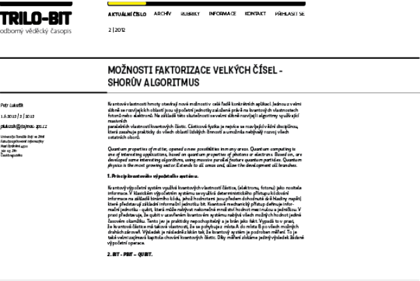 elektronický časopis Fakulty aplikované informatiky-Trilobit