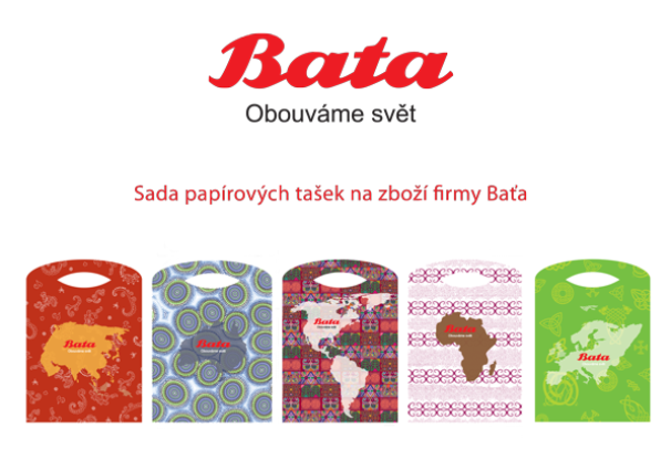 sada papírových tašek na zboží firmy Baťa