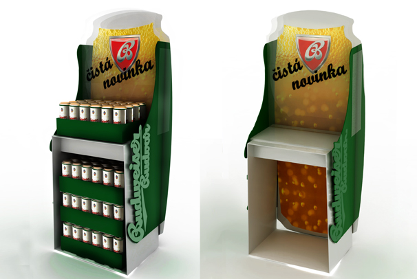 Podlahový stojan pre nealkoholické pivo Budweiser Budvar