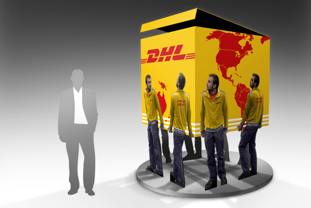 Interiérový poutač pro DHL