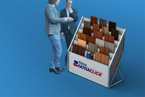 prodejní stojan pro podlahoviny FATRACLICK