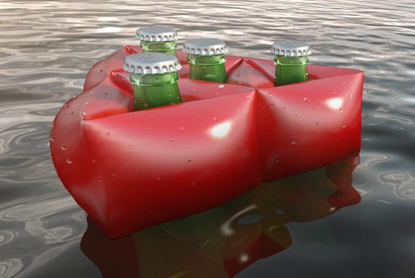 Nafukovací chladiaci plavák na nápoje