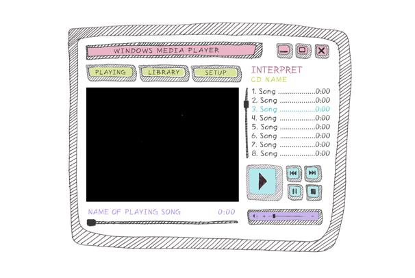 Kreslený skin Windows Media Playeru