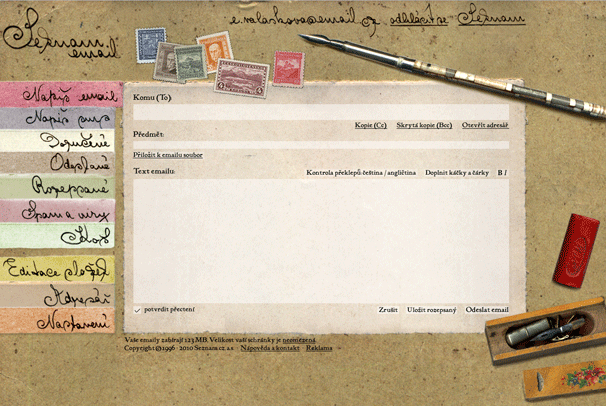 Skin webového mailu - Staré časy